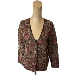 Peruvian Connection Metallic Thread Sweater Cardigan Multicolor Size Small